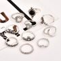 Fashion vintage silver boho Beach Ring Punk Hollow out  jewely  moon diamond crystal stack ring set boho for girls women