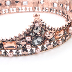 Baroque full round crystal Wedding hair accessories beauty coffee gold crown tiaras