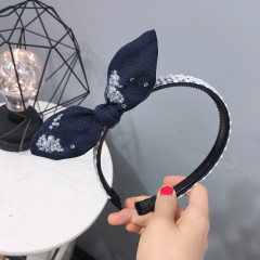Non Slip Bunny Ears Bowknot pearl Hoop Hair Accessories Hairbands women