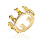 Fashion coloured crystal party gemstone rings jewelry wholesale tiara crown ring