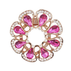 amazon korean luxury fashion alloy circle round girls bling rhinestone crystal hijab scarf ring buckle brooches for women lady