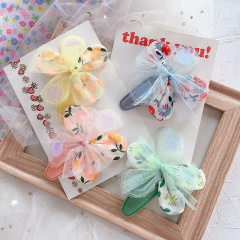 printed floral mesh flower children's baby girls hair clips for kid hair accessories printed floral mesh flower children's baby girls hair clips for kid hair accessories