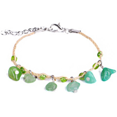 Wholesale pink green natural stone Gravel straw cowrie shell bracelet Wholesale pink green natural stone Gravel straw cowrie shell bracelet