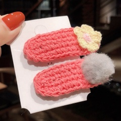 Top quality warm colored knitting ball mini flower acetate hair clip claw korean for little girl
