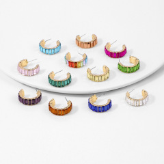 Colorful hot sale wholesale trendy fashion alloy crystal women cc earrings stud