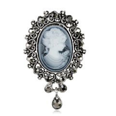 Gothic Vintage Women Accessories Lady Cameo Pendant Crystal brooches with Beauty Head Gothic Vintage Women Accessories Lady Cameo Pendant Crystal brooches with Beauty Head