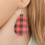 Fashion Colorful Creative Simple Two-sided Teardrop  Lattice Pattern Leather Hook Earrings