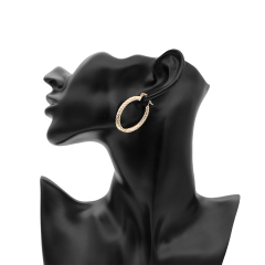 Fashion new plating 18K gold trendy female copper oval hoop thread earrings