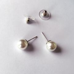 Amazon fancy silver women jewelry statement round ball stud pearl earring