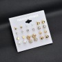 12 pcs alloy zircon earrings with diamond round heart stud earring sets