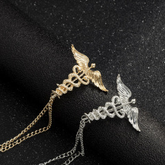 INS amazon korean fashion alloy rhinestone double men brooch chain for mans suit with chain
