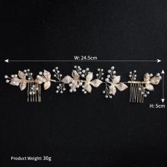 Handmade Rhinestone Pearl Hair Accessories wedding hair comb rose gold
