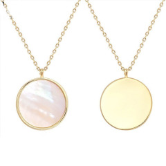 2019 fashion girl women fancy gold plated round conch pearl 14K gold natural mother shell necklace 2019 fashion girl women fancy gold plated round conch pearl 14K gold natural mother shell necklace
