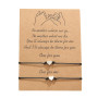 Amazon Hot Sale simple couples heart shape woven bracelets with Blessing card