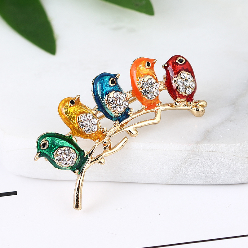 wholesale fashion custom cheap jewelry colorful crystal little birds brooches wholesale fashion custom cheap jewelry colorful crystal little birds brooches