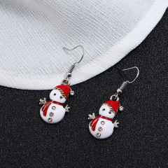 Hot sale fashion cute doll rhinestone women snowman christmas earrings