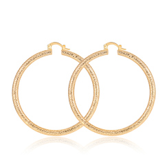 Trendy  women circle round  plating 18k gold fashion copper frosted earrings