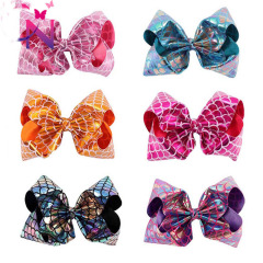 custom latest fashion hot printing big large size 8inch child Baby Girl ribbon hair bow for children
