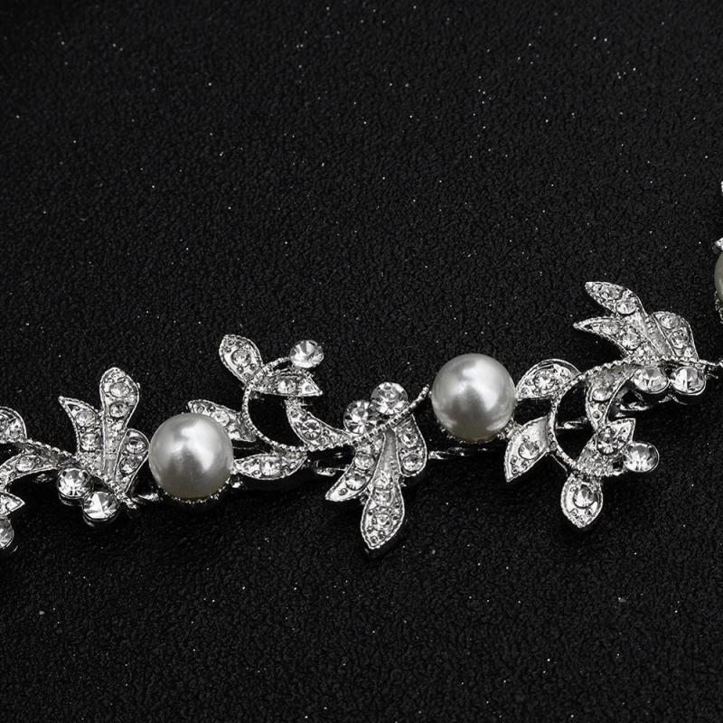 amazon ins fancy custom handmade Crystal rhinestone Bridal wedding head band headband for wedding with pearl