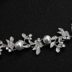 amazon ins fancy custom handmade Crystal rhinestone Bridal wedding head band headband for wedding with pearl