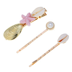Summer Beach Fashion Pearl Shell Starfish Hairpins Hair Clips For Women