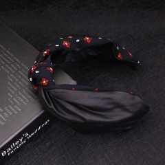 Women's Hair Accessories headband black Cross Knot rose flower hairband Women's Hair Accessories headband black Cross Knot rose flower hairband