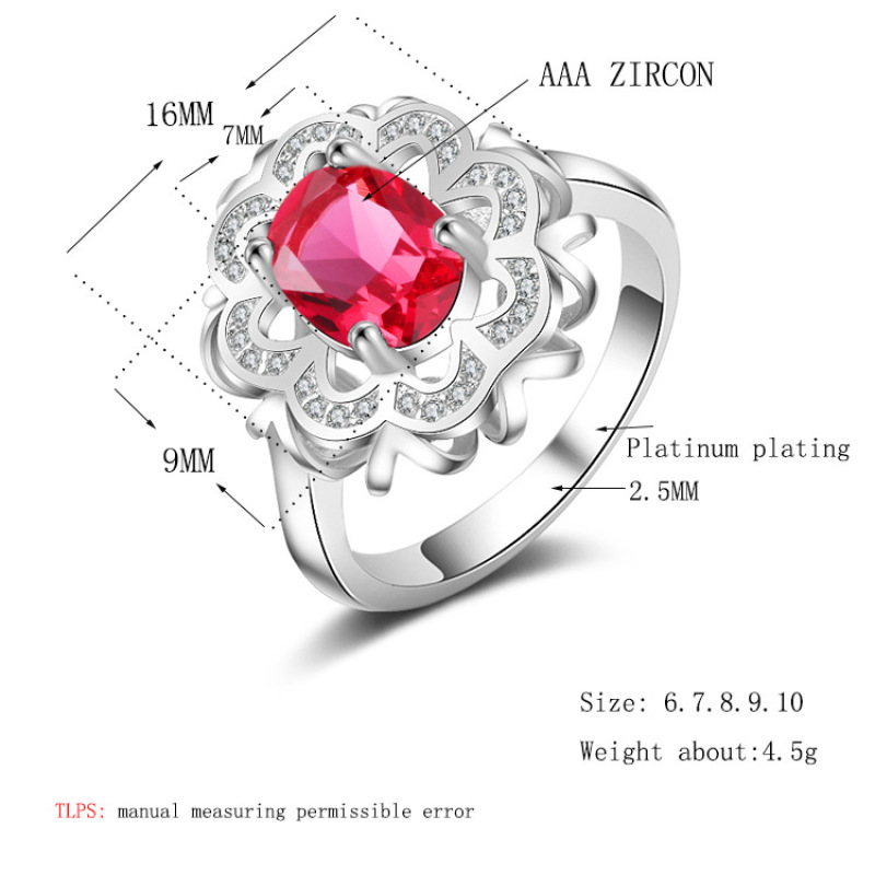 New Design Retro Red Ring Simple Pave Setting Cubic Zirconia Flower Ring New Design Retro Red Ring Simple Pave Setting Cubic Zirconia Flower Ring