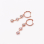 Custom Silver Rose Gold Plated Moissanite Diamond  Dangle Hoop Earrings