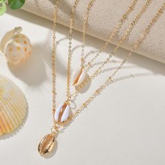 Custom gold silver shell jewelry chunky design multi layered choker necklace