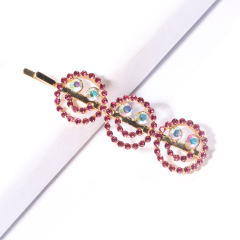 Fashion customized wedding bridal smile face colorful crystal hair pins for women
