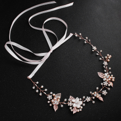 Gold Tiaras Wedding hair accessories pearl crystal flower bridal Hairbands