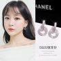 fashion custom wholesale women ladi jewelry gift silver circle zircon 925 earring