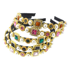 2019 spring vintage women British fashion rhinestone embellished baroque crystal headband