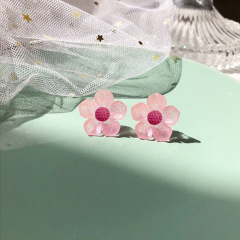 Spring and summer girl simple transparent acrylic ins flower stud earring