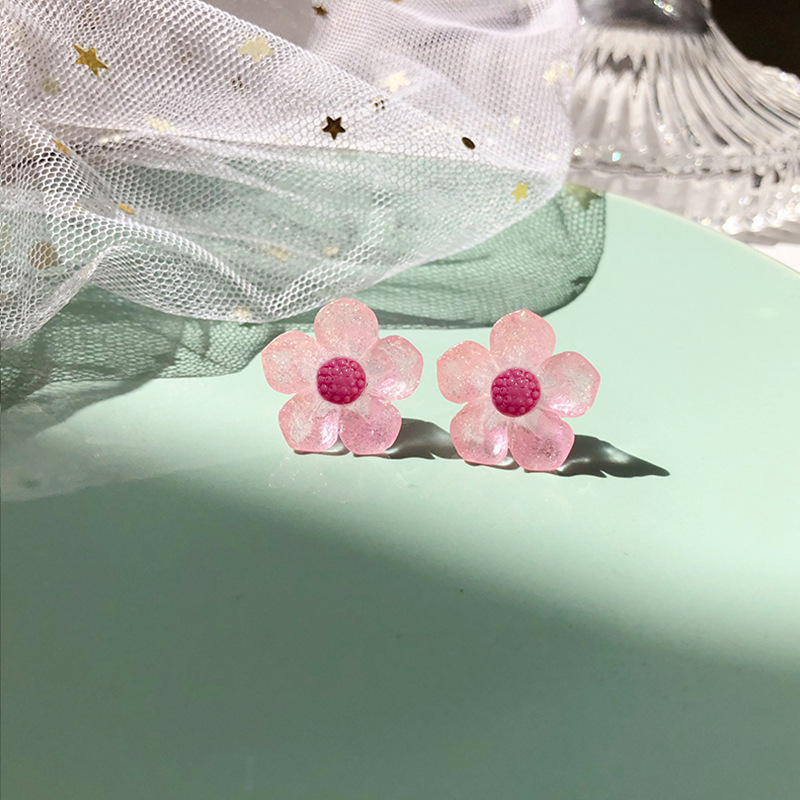 Spring and summer girl simple transparent acrylic ins flower stud earring Spring and summer girl simple transparent acrylic ins flower stud earring