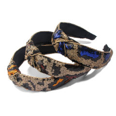 2020 New hair band Cloth Wrapped headbands women elastic Leopard Sequins Cross Knot Headband 2020 New hair band Cloth Wrapped headbands women elastic Leopard Sequins Cross Knot Headband
