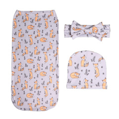 wholesale custom cute fabric printing animal unicorn fruit kids hairband hat sets bag sleep for baby
