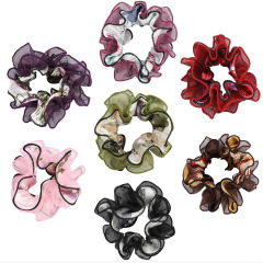 Summer Multi-layer pattern simulation silk lace flower elastic Hair Scrunchies for girls