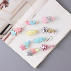 Cute crown star heart shape child kid girls sequin bling hair clips for baby
