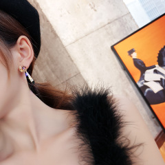 Factory sold directly cheap star moon rhinestone asymmetric earrings for women