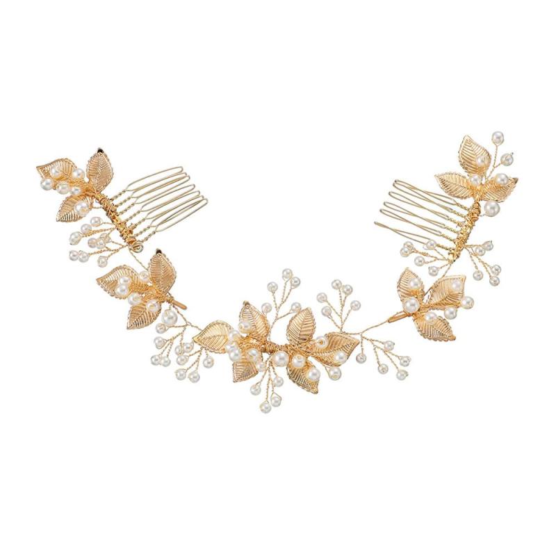 Handmade Rhinestone Pearl Hair Accessories wedding hair comb rose gold Handmade Rhinestone Pearl Hair Accessories wedding hair comb rose gold