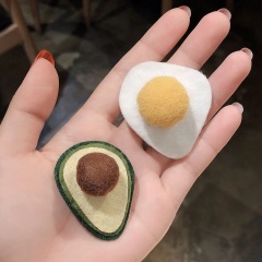 Hot sale ins kawaii geometric cute avocado omelet hot female models hair clip female for baby girl