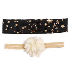 Amazon popular bow flower headwear set clear shower elastic hair bands for baby