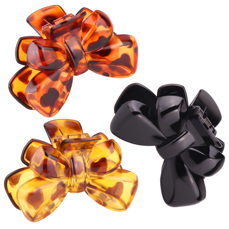 Wholesale custom women accessories plastic bow girls ponytail hair  clip claws for daily life
