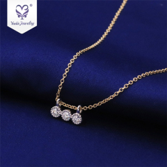 luxury jewelry solid gold 18k 3 white moissanite necklace pendant with stone