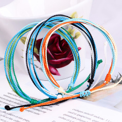 New fashion simple waterproof wax color rope handmade adjustable woven bracelets for women