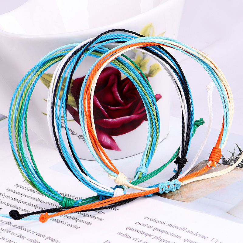 New fashion simple waterproof wax color rope handmade adjustable woven bracelets for women New fashion simple waterproof wax color rope handmade adjustable woven bracelets for women