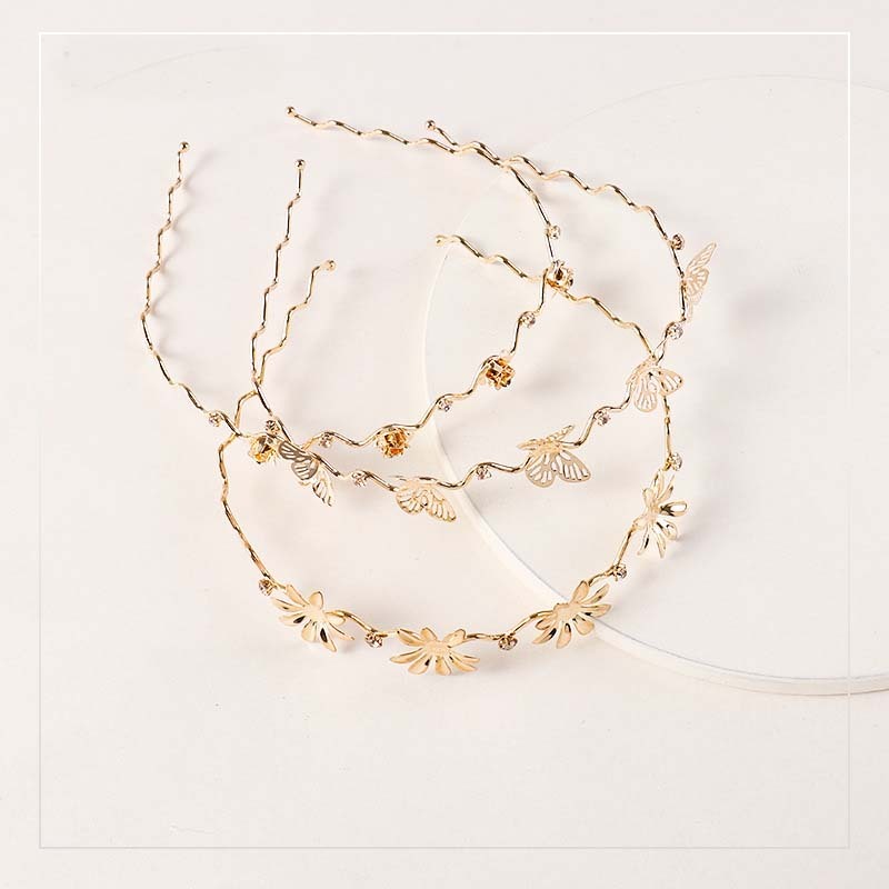 Vintage women elegant alloy crystal butterfly flower metal hairbands for girls Vintage women elegant alloy crystal butterfly flower metal hairbands for girls