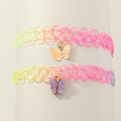 New fashion custom women jewelry rainbow colors butterfly choker necklace New fashion custom women jewelry rainbow colors butterfly choker necklace