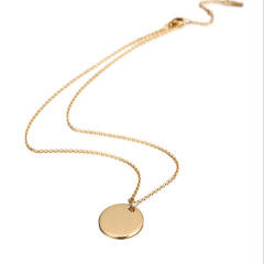Custom stainless steel necklace wholesale chain engrave letter initial blank disc necklace